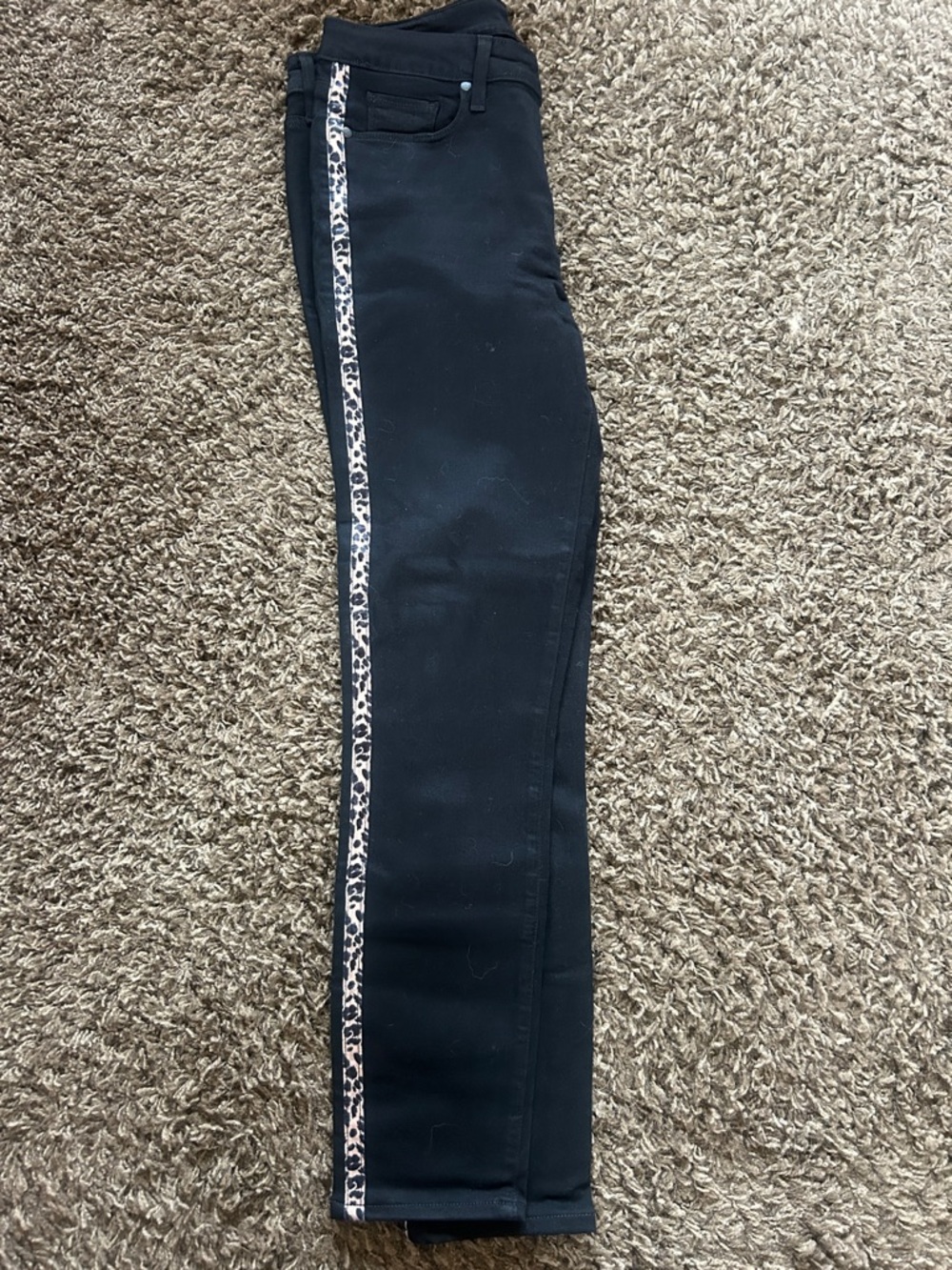 PAIGE Women’s Black Skinny Jeans with Leopard Trim